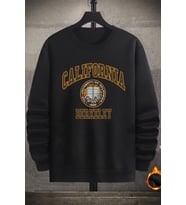 Unisex California Baskılı Bisiklet Yaka Sweatshirt (Siyah)