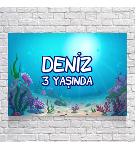 Deniz Temalı Doğum Günü Afişi