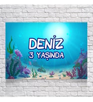 Deniz Temalı Doğum Günü Afişi