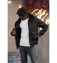 Slimfit Kürklü Sabit Yaka Beli Lastikli Astarlı Kaşe Mont