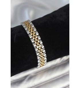 316L Çelik 12 mm Kalınlıkta Gold ve Gümüş Renkli Erkek Bileklik 5886 - EEEEEE2005-2307