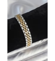 316L Çelik 12 mm Kalınlıkta Gold ve Gümüş Renkli Erkek Bileklik 5886 - EEEEEE2005-2307