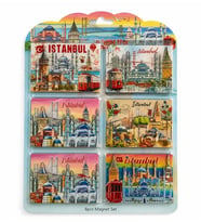 İstanbul Temalı Ahşap Buzdolapı Süsü Magnet 6'lı Set Alk5808