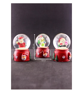Yeni Yıl Hediyesi 3 Adet Yılbaşı Noel Baba ve Kardan Adam Temalı Işıklı Kar Küresi 6,5 cm
