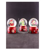 Yeni Yıl Hediyesi 3 Adet Yılbaşı Noel Baba ve Kardan Adam Temalı Işıklı Kar Küresi 6,5 cm