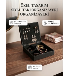 Kişiselleştirilebilir İsme Özel Siyah Takı Organizajeri ve Mücevher Kutusu