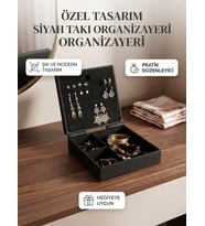 Kişiselleştirilebilir İsme Özel Siyah Takı Organizajeri ve Mücevher Kutusu
