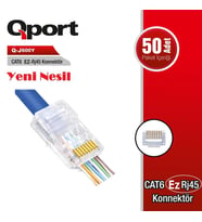 QPORT Q-J600Y CAT6 50 LİK PAKET EZRJ45 YENİ NESİL KONNEKTÖR