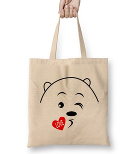 Love Kiss We Bare Bears Bez Çanta Uzun Saplı