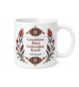 Ata Mirası Yöresel Motifli Çay Kupası Geleneksel Hediye Bardak Kupa