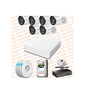 Provzen Hikvision 6 IP 4MP ColorVu Mikrofonlu Güvenlik Kamerası Olay Anında bildirim