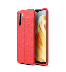 Oppo Reno 3 Kılıf Pu-Deri Leather-Pu Serisi Protected Case (Kırmızı)