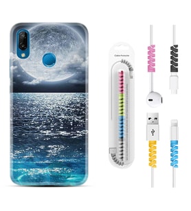 Huawei P20 Lite Mate 10 20 Lite Pro P40 Lite KılıfKablo Koruma Spiral Silikon Great Moon 1301