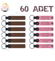 A Kahve & Pembe, Yardım Kampanyalarına Katkı Hediyesi, 60’lı Set, Kişiye Özgü Yazılı Deri Anahtarlık