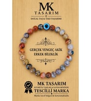 GERÇEK YENGEÇ AKİK TAŞI ERKEK BİLEKLİK MK.8000.006 - RAHATLIK-DİNGİNLİK-ENERJİ- STRES BİLEKLİĞİ-RENKLERİ BOYA DEĞİLDİR -KENDİ RENGİDİR