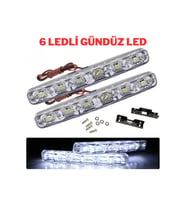 Mercekli 6 Ledli Beyaz Drl Gündüz Ledi 12v Sis Lambası Ledi Off Road Sis 12V