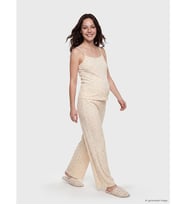 LCW DREAM Bej U Yaka Çiçekli Kadın Pijama Takım