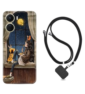 Vivo Y16 Kılıf Resimli Boyun Askılı İpli Desenli Silikon Dog And Girl 1358