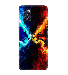 Infinix Note 10 Pro Kılıf Silikon Desen Özel Seri Red Blue Leon 1714