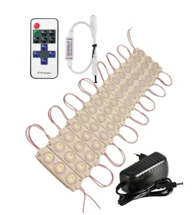 20 Adet 24 Volt 3 Watt 3 Lens 6500K Beyaz 3030 Led Modül 12A Tek Renk RF Dimmer 2A Priz Tipi Adaptör
