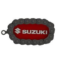 Suzuki Uyumlu Zincir Detaylı Motosiklet Anahtarlığı (Kırmızı-Beyaz)
