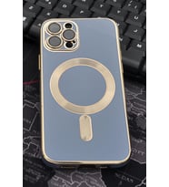 iPhone 12 Pro Uyumlu MagSafe Özellikli Lens Korumalı Renkli Kılıf Mavi