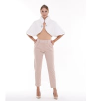 Dik Yaka Geniş Kollu Bolero (Beyaz)