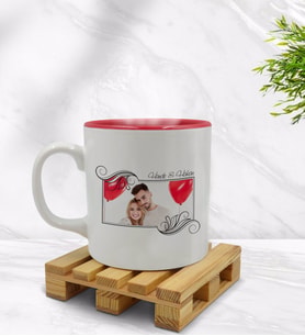 BK Gift Kişiye Özel İsimli Fotoğraflı İçi Kırmızı Renkli Kupa Bardak Model 32
