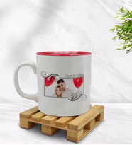 BK Gift Kişiye Özel İsimli Fotoğraflı İçi Kırmızı Renkli Kupa Bardak Model 32