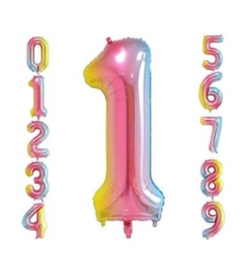 Rakam Gökkuşağı Folyo Balon 34'' Inc 76 cm