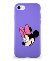 Apple iPhone 7 Soft Premier Kapak Minnie Mouse-B Tasarımlı Silikon Kılıf - Mor (Şeffaf)