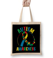 Colorful Autism Awareness Day Puzzle Ribbon Bez Çanta Uzun Saplı