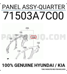 Hyundai Tucson Arka Çamurluk Sol 2014- (Oem No:  71503D7C00)