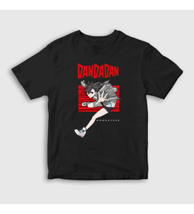Presmono Unisex Çocuk Siyah Momo Ayase Anime Dandadan T-Shirt 512201tt