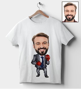 Kişiye Özel Boksör Tasarımlı Karikatür Tişört