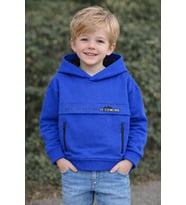 Erkek Çocuk Uzun Kollu Kapüşonlu Sweatshirt – Kalın Kumaş, Pamuklu (5–10 Yaş) (Mavi)