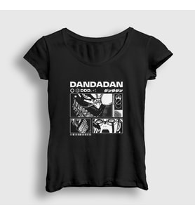 Presmono Kadın Siyah Poster Anime Dandadan T-Shirt 513203tt
