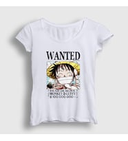 Presmono Kadın Beyaz Wanted Anime One Piece T-Shirt 136173tt