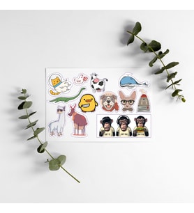 Kedi Hayvanlı Yazılı Tasarımlı A5 12 Adet Stickers Çıkartma PYTKSTKR36