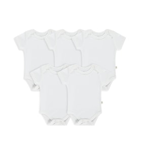 Civil Baby 5 li Düz Kısa Kol 0-36 Ay Çıtçıtlı Badi - Beyaz