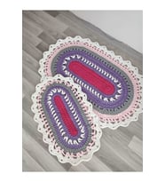 2'li %100 El Yapımı Örgü Paspas 100cm & 70 cm (Çok Renkli)