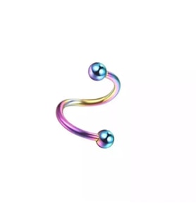 Hologram Renkli Renk Cerrahi Çelik Spiral Piercing Kulak Dudak Burun Kaş Kıvrımlı Piercing