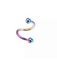 Hologram Renkli Renk Cerrahi Çelik Spiral Piercing Kulak Dudak Burun Kaş Kıvrımlı Piercing (Çok Renkli)