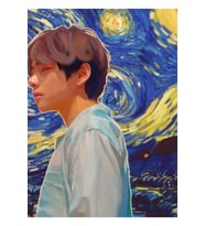 Yıldızlı Gece - Bts V Tablo Ahşap Poster Dekoratif Kod2287