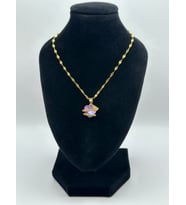 Arnes Jewelry Çelik Zirkon Taşlı Kalpli Kolye (Gold)