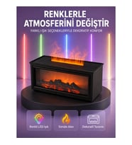 Mey İthalat® Şömine Görünümlü Hava Nemlendirici Renkli LED Işıklı Aroma Difüzörü
