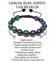 Sertifikalı Ruby Zoisite - Anyolit Taşı Bileklik - Makrome (Çok Renkli)
