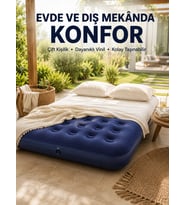 Konforlu Çift Kişilik Şişme Yatak Flokeli Yüzey Dayanıklı Gövde