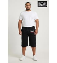 Büyük Beden Erkek 3XL-6XL Rahat Kalıp Cepli Brooklyn 1970 Baskılı Penye Kapri Şort SPR26BSR591-03