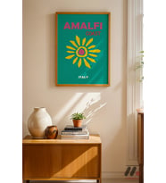 Amalfi Kıyısı Posteri, Ahşap Çerçeveli Duvar Tablosu - Seyahat Severlere Hediye